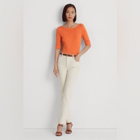 Ralph Lauren Plus Size Boatneck Elbow-Sleeve Top, Boatneck Orange Size 2X NEW - Picture 8 of 15